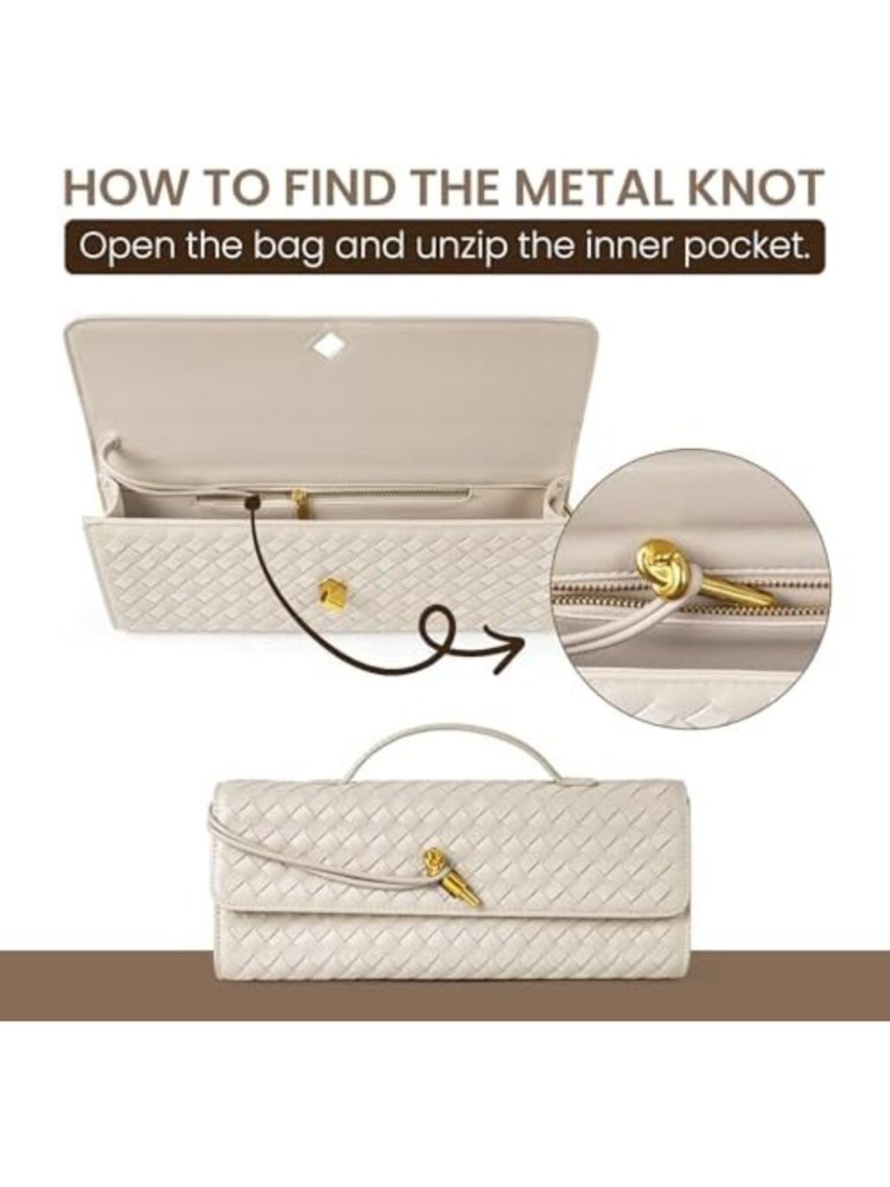 Chic Woven Leather Clutch for Women | Stylish Crossbody Evening Bag | Vegan - Picture 7 of 7